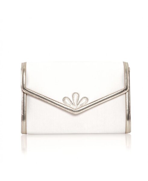 Clover Dyeable Satin Clutch with Gold PU Binding