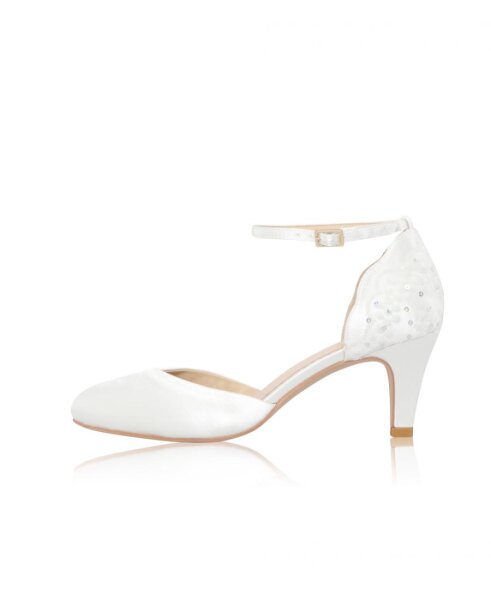 Clara Dyeable Satin/Sequined Lace with Ankle Strap