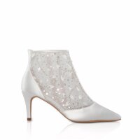 Imogen Ivory Satin Boot with Lace Pannels